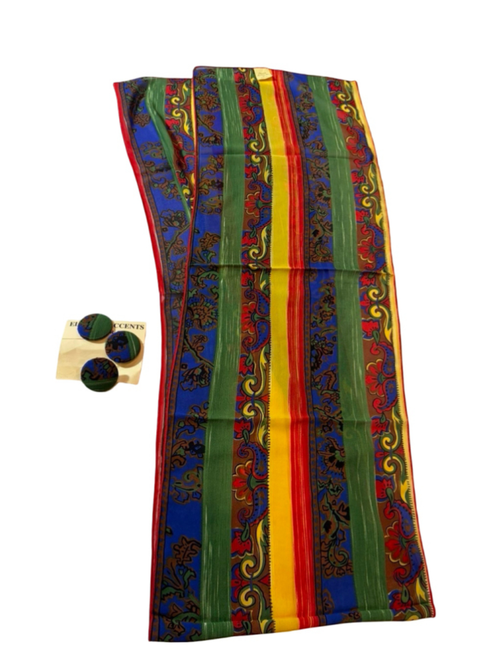 Vintage Elegant Accents Yvonne Scarf Earrings Set Bold Striped Paisley USA